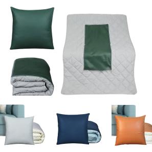 2-in-1 Faux Leather Throw Pillow Quilt