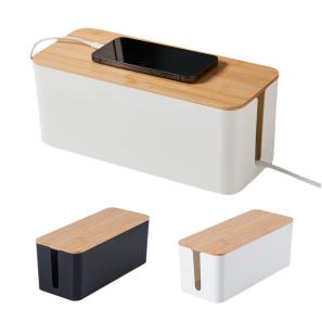 Cable Management Box with Bamboo Lid