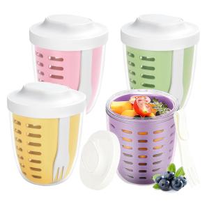 Portable Fruit Salad Storage Cups with Lids and Forks