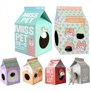 Cardboard Cat House with Scratcher