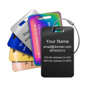 Stainless Steel Luggage Tag with Wire Loop