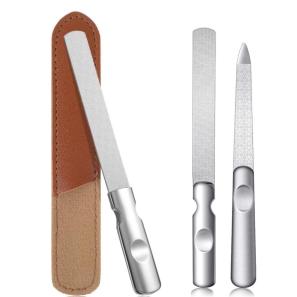 Stainless Steel Nail File with PU Leather Sleeve
