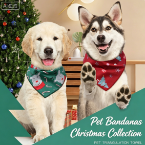 Soft Polyester Christmas-Themed Pet Bandana