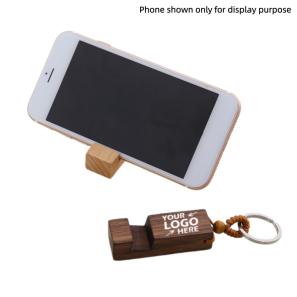 Dual Use Beech Wood Keychain Phone Stand