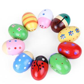 Safe Solid Wood Sensory Musical Egg Shaker Toys