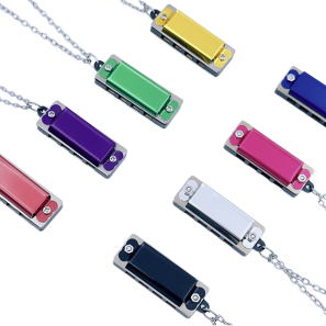 Playable 4 Hole Mini Harmonica Necklace & Keychain