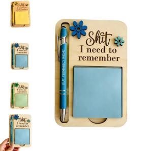 Wooden Sticky Note Board With Pen