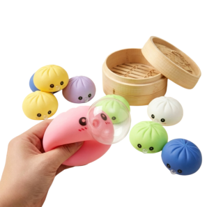 Squishy Pop Bubble Bun Toy With Tiny Steamer Basket