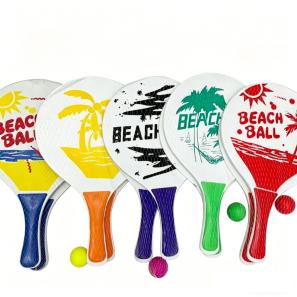 Custom Wooden Beach Paddle Ball Set