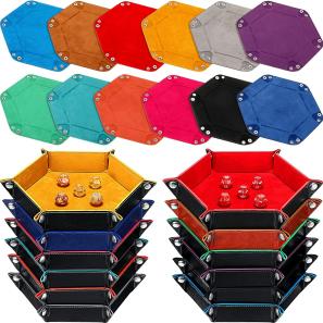Foldable Hexagonal PU Leather Velvet Dice Tray