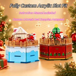 Slot Fit Acrylic Rotating Music Box Tabletop Keepsake